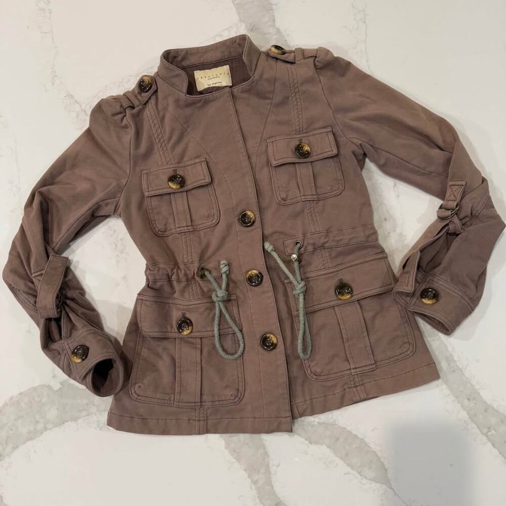 Sanctuary Street Smart Utility Jacket Brown Womens Size XS Drawstring Waist Soft - Picture 1 of 8
